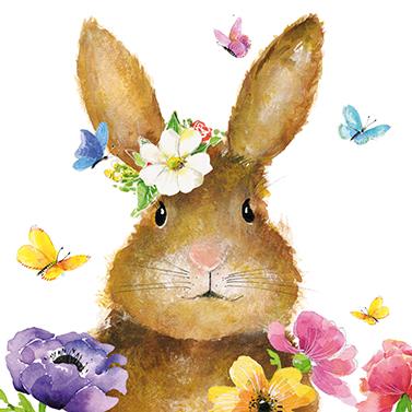 Serviette *Hase mit Blumen*