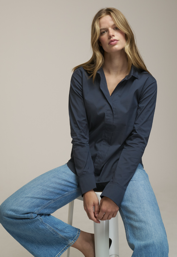 Baumwoll-Bluse *Juna* blau
