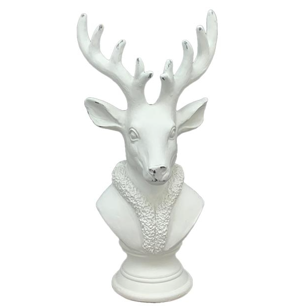Dekobüste Hirschkopf weiss 38,5 cm - 0