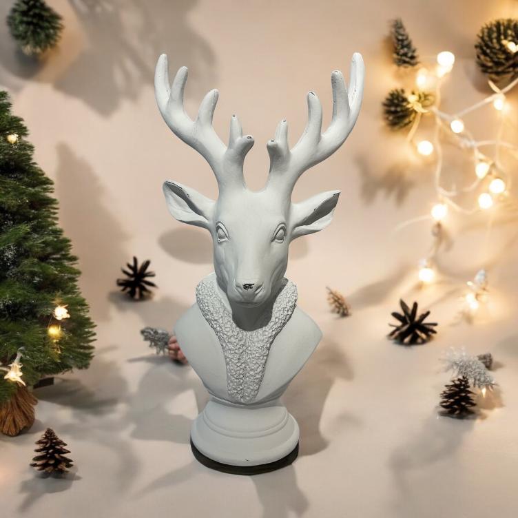 Dekobüste Hirschkopf weiss 38,5 cm