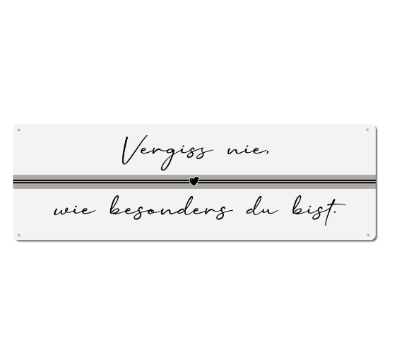 Textschild *Vergiss nie...*