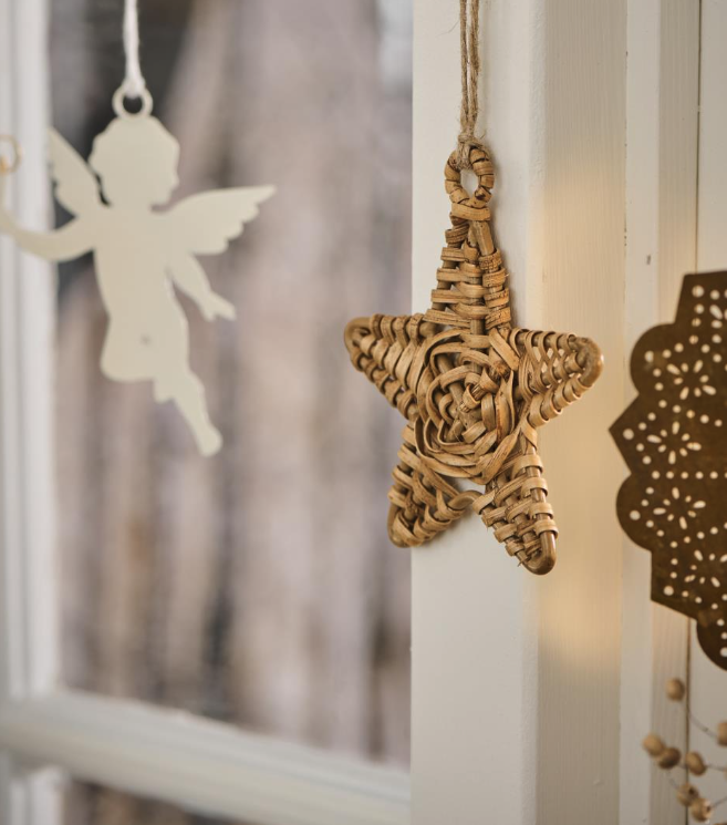 Stern-Anhänger aus Rattan 10 cm - 0