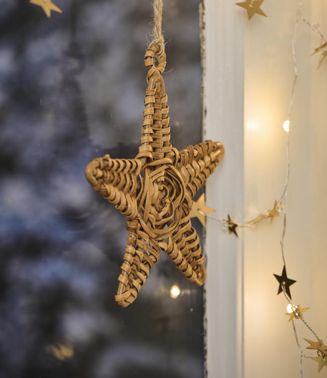 Stern-Anhänger aus Rattan 13 cm - 0