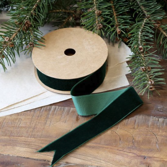 Velourband auf Rolle *grün* 2,5cm x 5m - 0