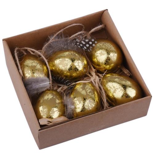 Osterei mit Feder *gold*
