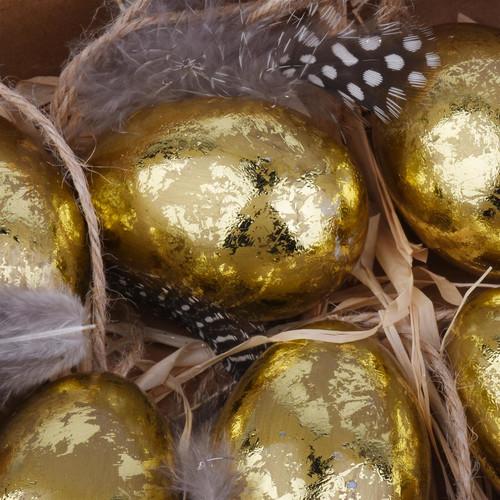 Osterei mit Feder *gold* - 0