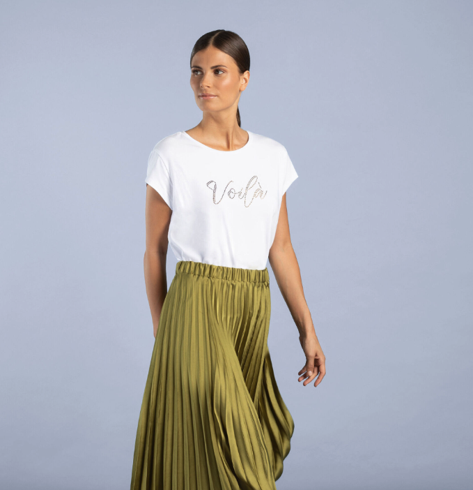 T-Shirt mit Strass-Schriftzug - 0