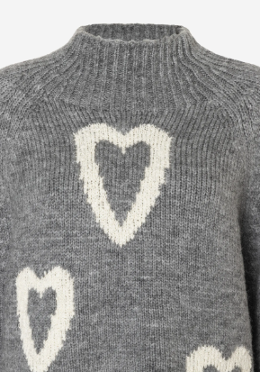 Pullover with hearts *warm grey* - 0