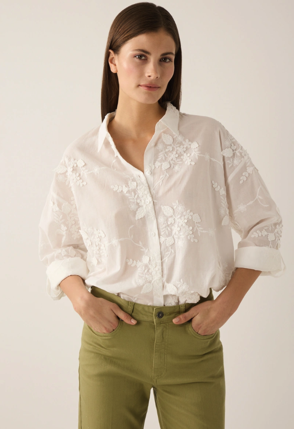 Bluse mit 3D-Blüten *off white* - 0