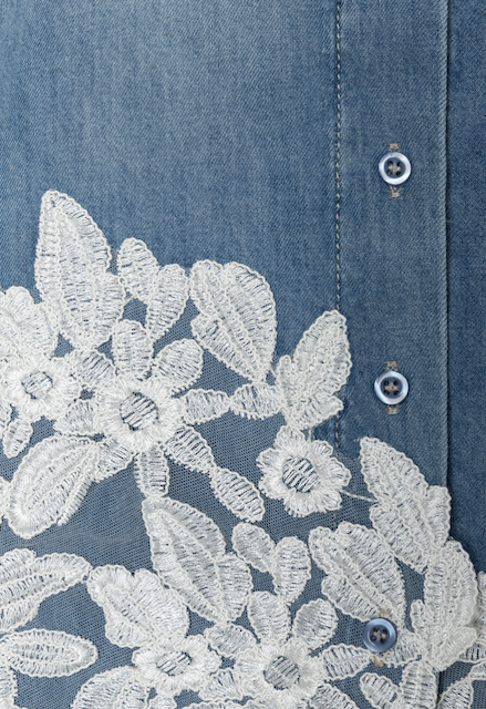 Jeanshemd mit Spitzenbesatz - 0