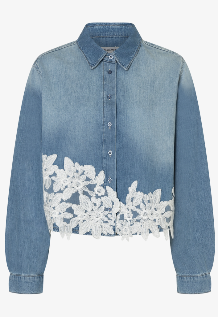 Jeanshemd mit Spitzenbesatz - 1