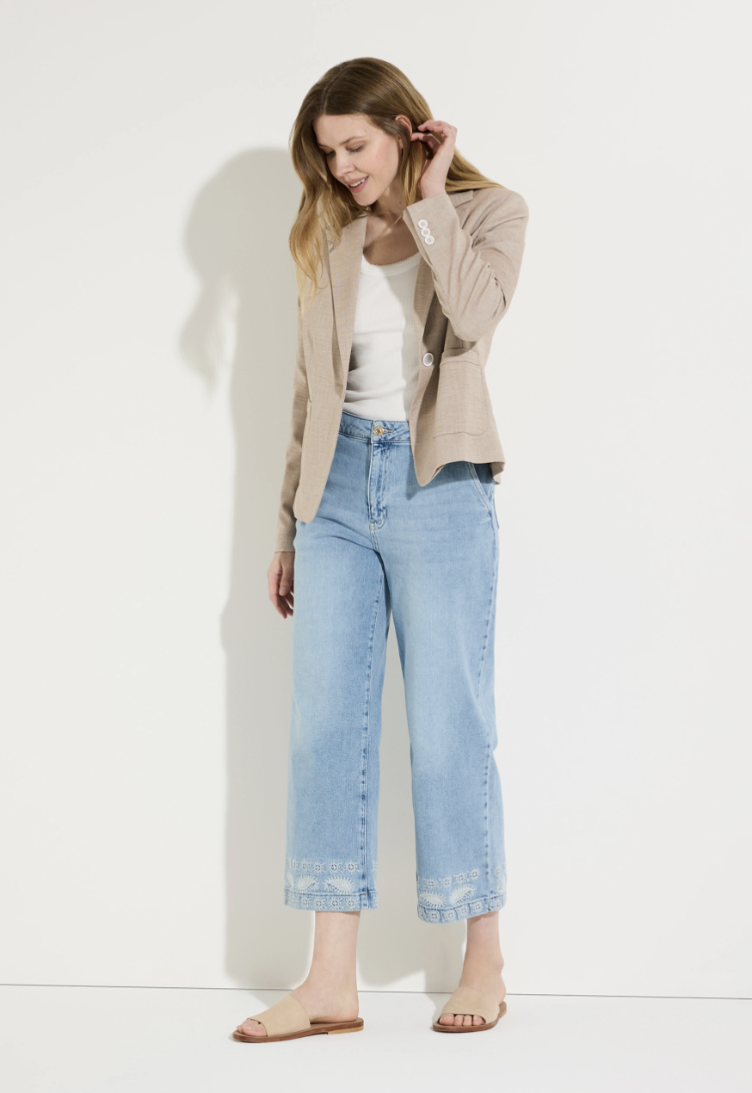 Jeans mit Stickerei im Saum light blue - 0