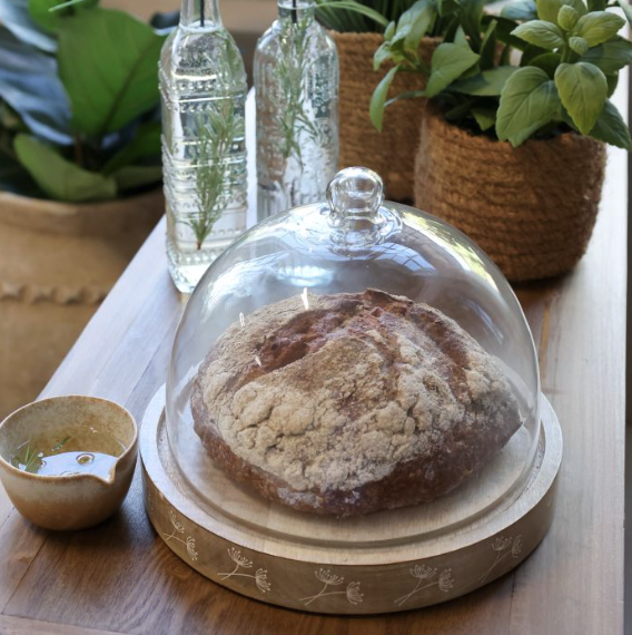 Glasglocke mit Schnitzereien D27cm
