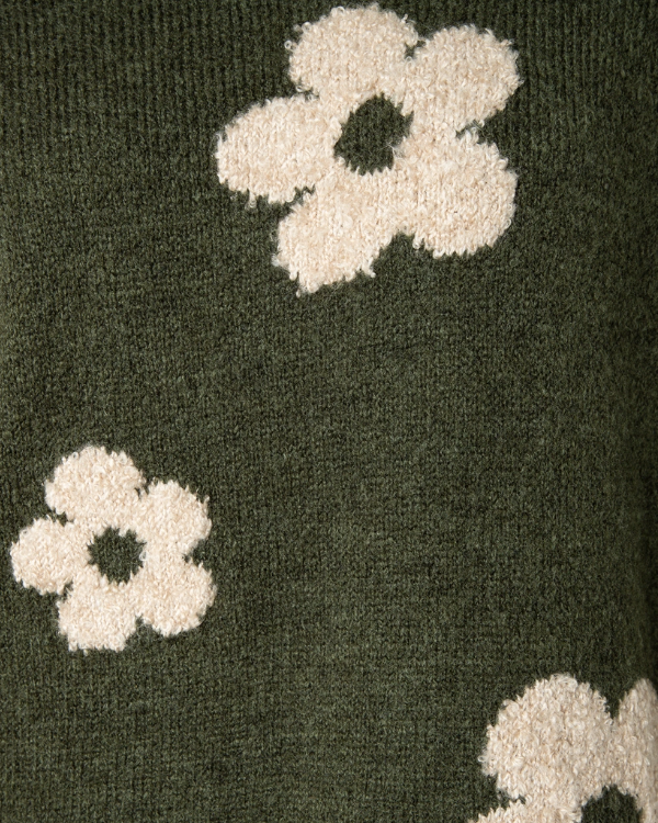 Strick-Pullover 3/4 Arm *Flowers* grün - 0