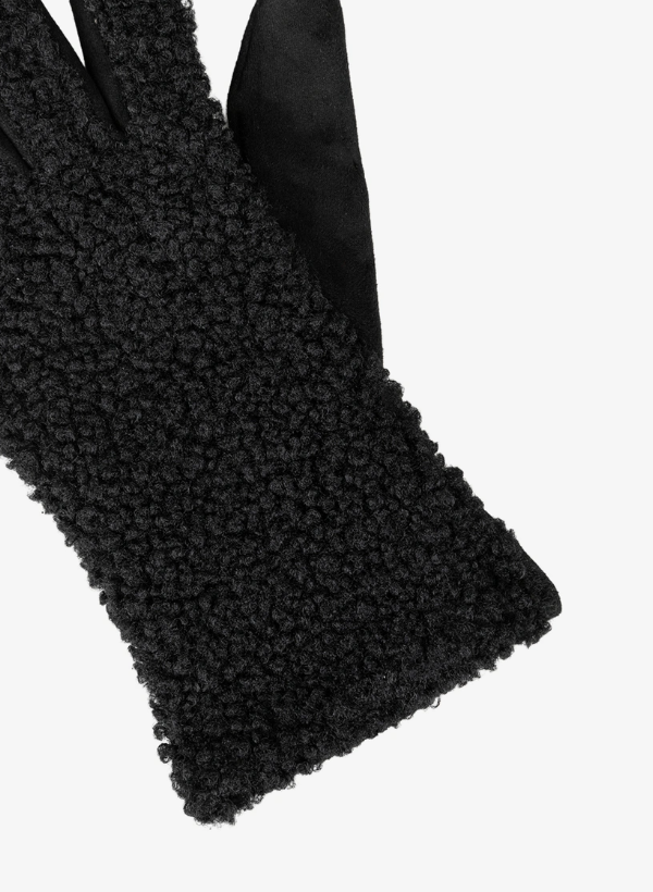 Bouclé-Handschuhe mit Teddyfell *black* - 0