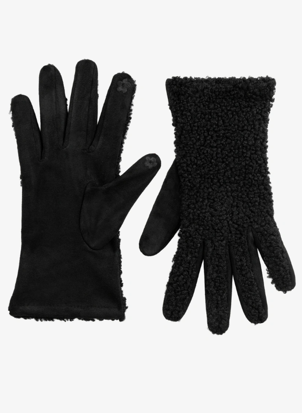 Bouclé-Handschuhe mit Teddyfell *black*