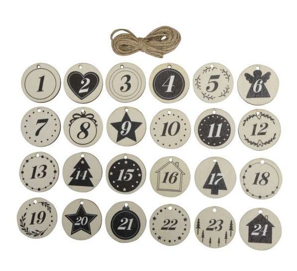 Adventskalenderanhänger 24 Stück