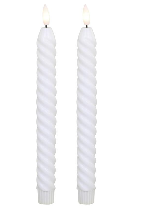 LED Stabkerze gedreht 2er-Pack H 24,5 cm - 0