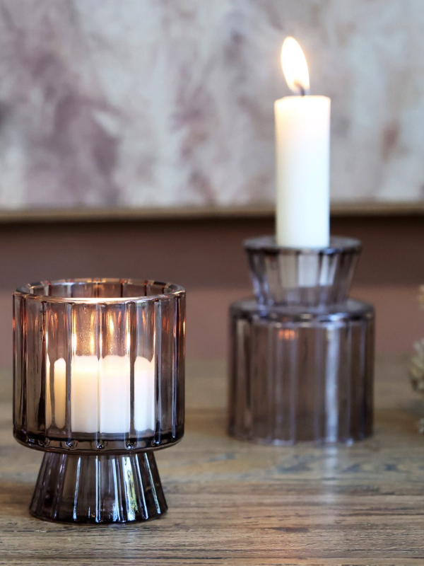 Kerzenständer durchsichtig taupe 8 cm