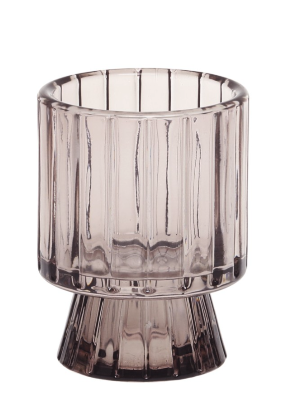 Kerzenständer durchsichtig taupe 8 cm - 0