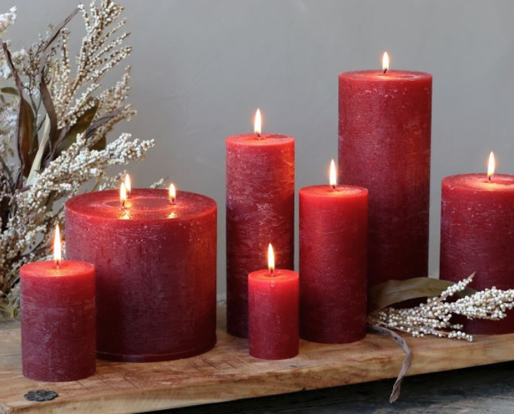 Kerze rustikal *dunkelrot* 15 cm