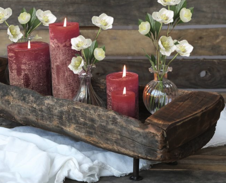 Kerze rustikal *dunkelrot* 15 cm - 0