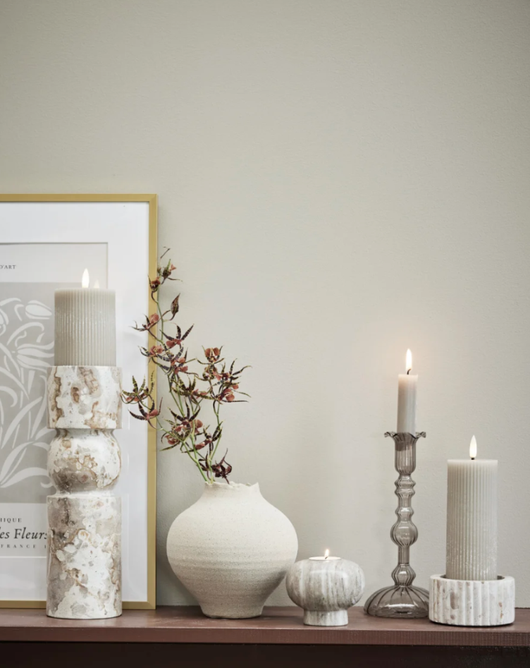 LED-Kerze *Lilia* 15cm leinen - 0