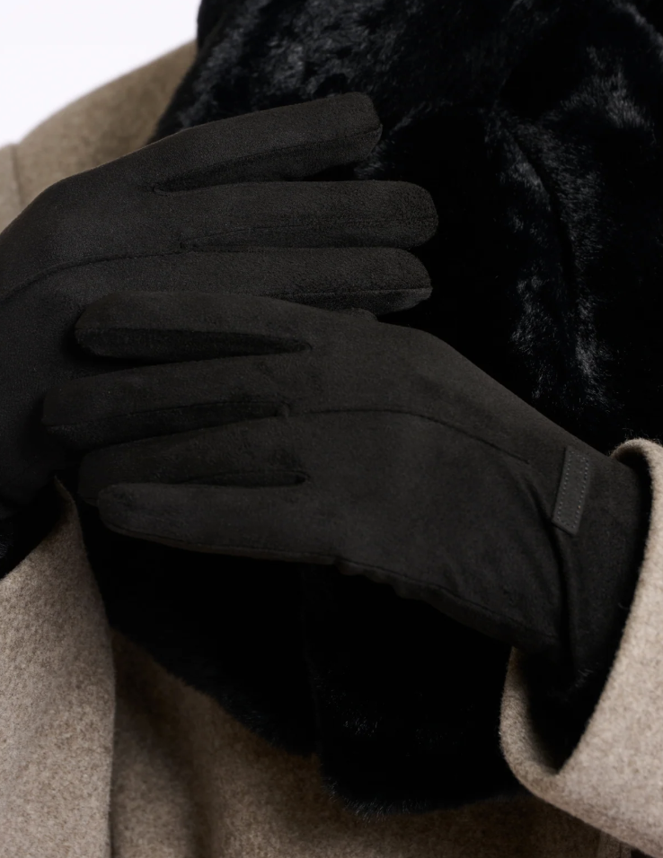Handschuhe mit Kunstpelz *schwarz* - 1
