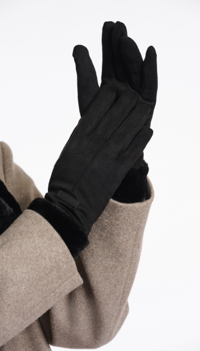 Handschuhe mit Kunstpelz *schwarz*