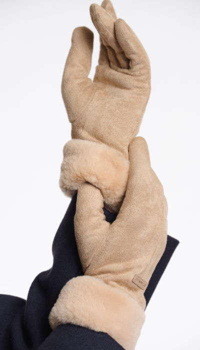 Handschuhe mit Kunstpelz *beige* - 0