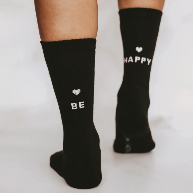 Socken *be happy* in schwarz - 1