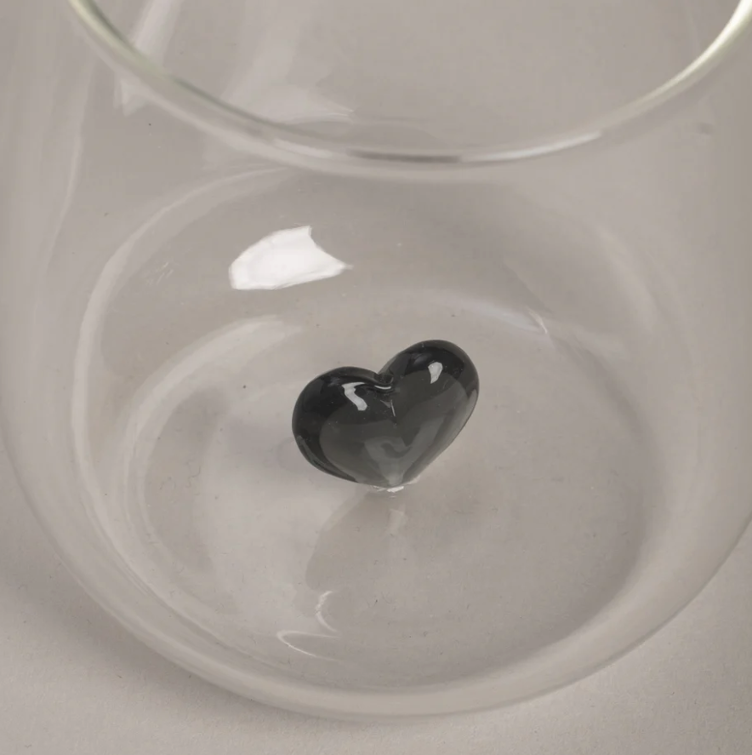 Trinkglas Herzfigur schwarz - 0
