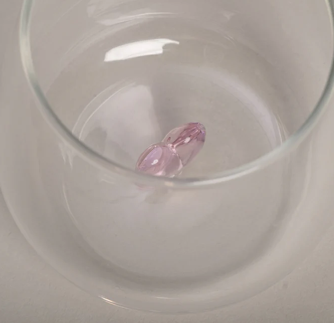 Trinkglas Herzfigur rosa - 1