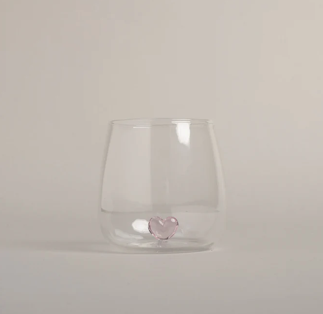 Trinkglas Herzfigur rosa - 2