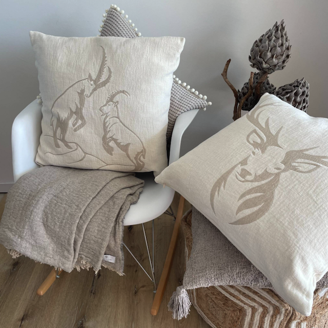 Kissenhülle Chenille *Hirsch taupe* 49 x49 cm - 4
