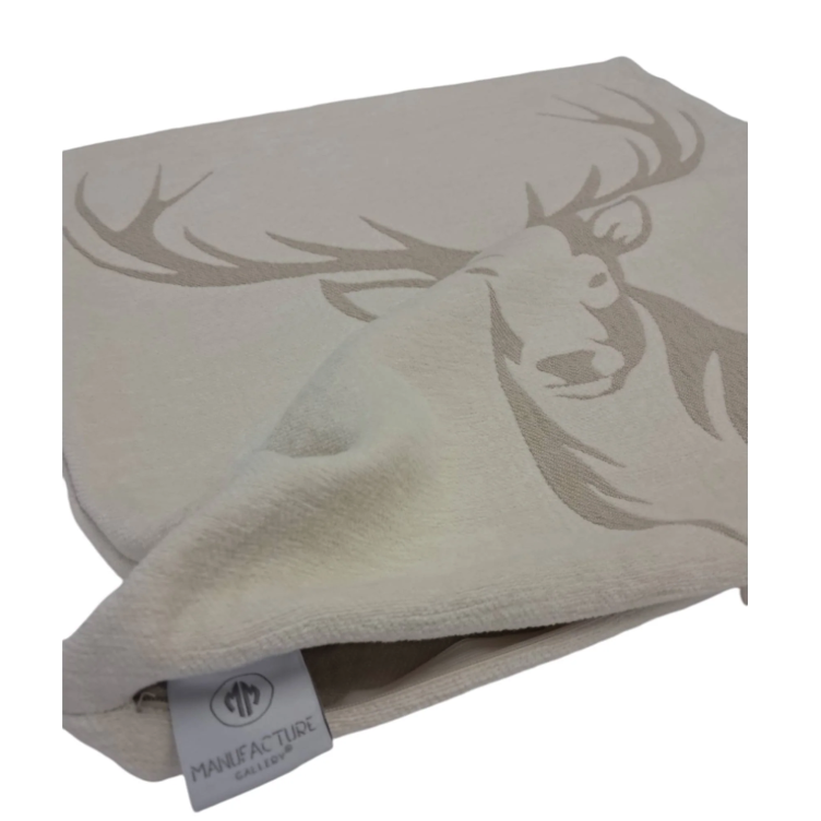 Kissenhülle Chenille *Hirsch taupe* 49 x49 cm - 0