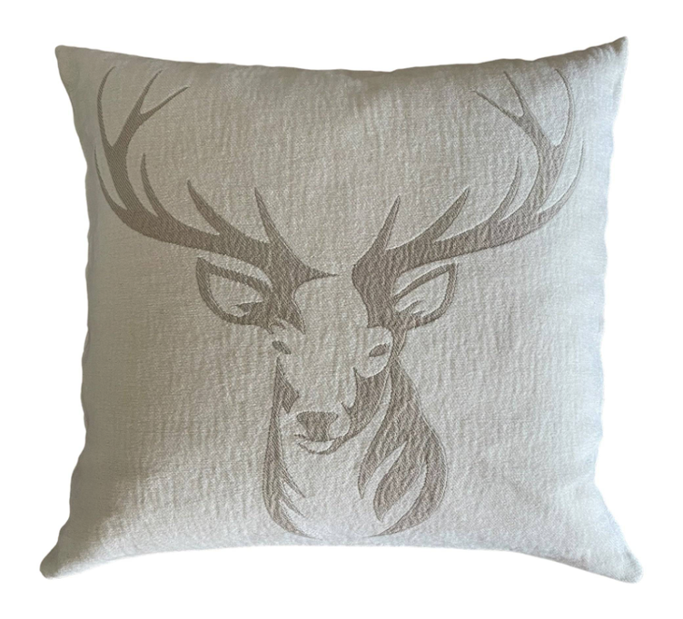 Kissenhülle Chenille *Hirsch taupe* 49 x49 cm