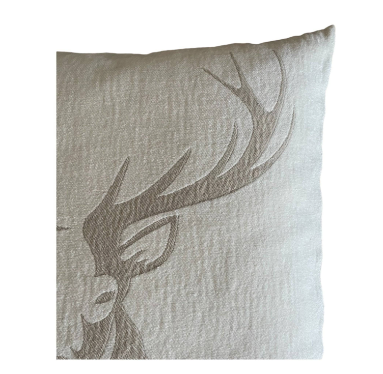 Kissenhülle Chenille *Hirsch taupe* 49 x49 cm - 1