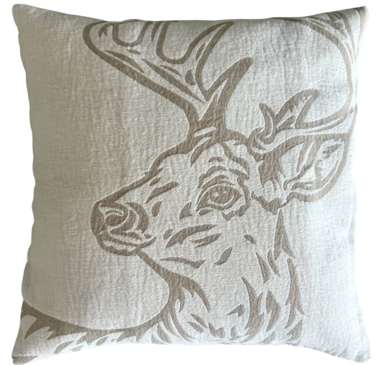 Kissenhülle Chenille *Hirschportrait* 49 x 49 cm
