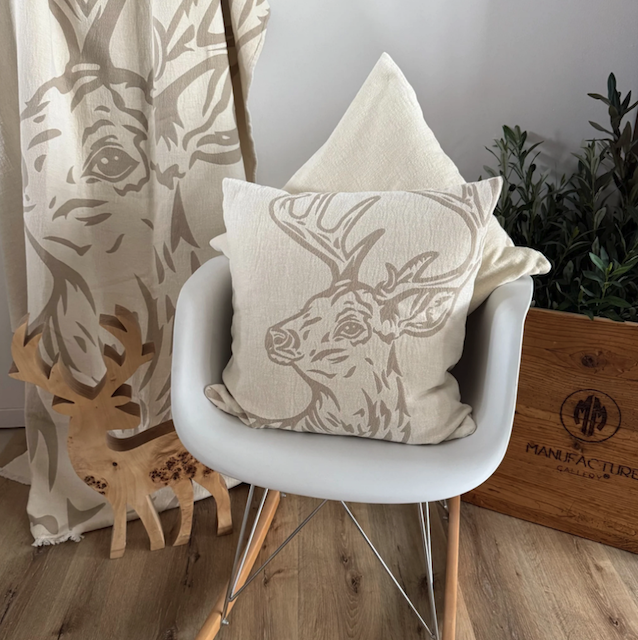 Kissenhülle Chenille *Hirschportrait* 49 x 49 cm - 2