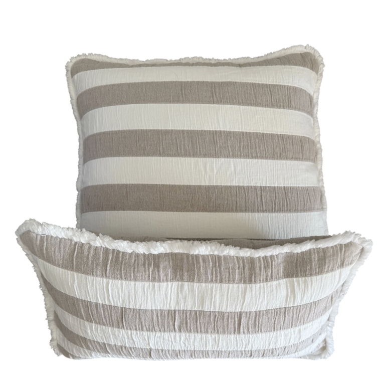 Kissenhülle Streifen beige-weiss -30x50cm - 1