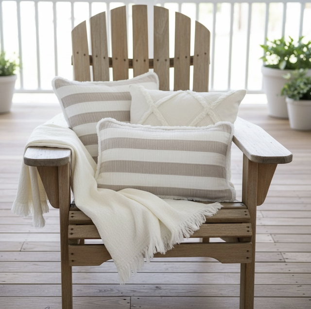 Kissenhülle Streifen beige-weiss -30x50cm - 4