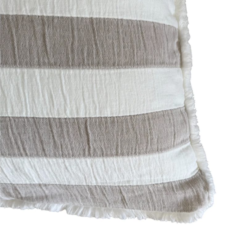 Kissenhülle Streifen beige-weiss -50x50cm - 0