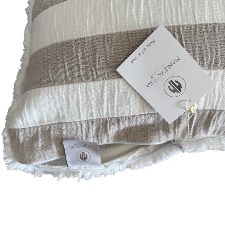 Kissenhülle Streifen beige-weiss -50x50cm - 1