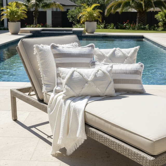 Kissenhülle Streifen beige-weiss -50x50cm - 3