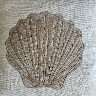 Kissenhülle Muschel weiss-beige 50x50 - 1