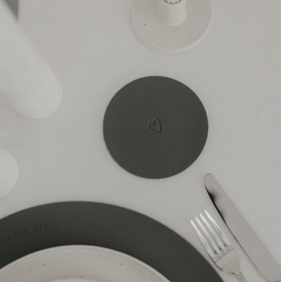 Wendbarer Untersetzer *Herz* 2er Set grau - 0