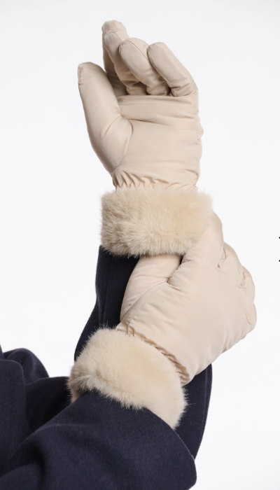 Handschuhe mit Kunstpelz *beige* - 1