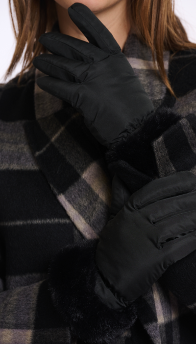 Handschuhe mit Kunstpelz *schwarz* - 1